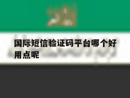 国际短信验证码平台哪个好用点呢
