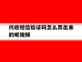 代收短信验证码怎么弄出来的呢视频