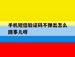 手机短信验证码不弹出怎么回事儿呀