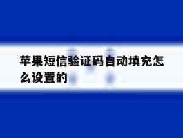 苹果短信验证码自动填充怎么设置的