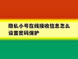 隐私小号在线接收信息怎么设置密码保护