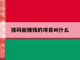接码能赚钱的项目叫什么